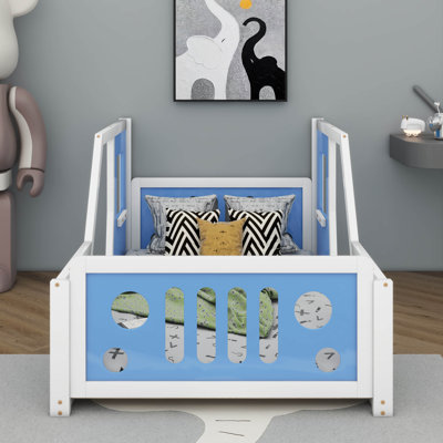 A Twin-Sized Classic Car-Inspired Platform Bed, Featuring Wheel Designs