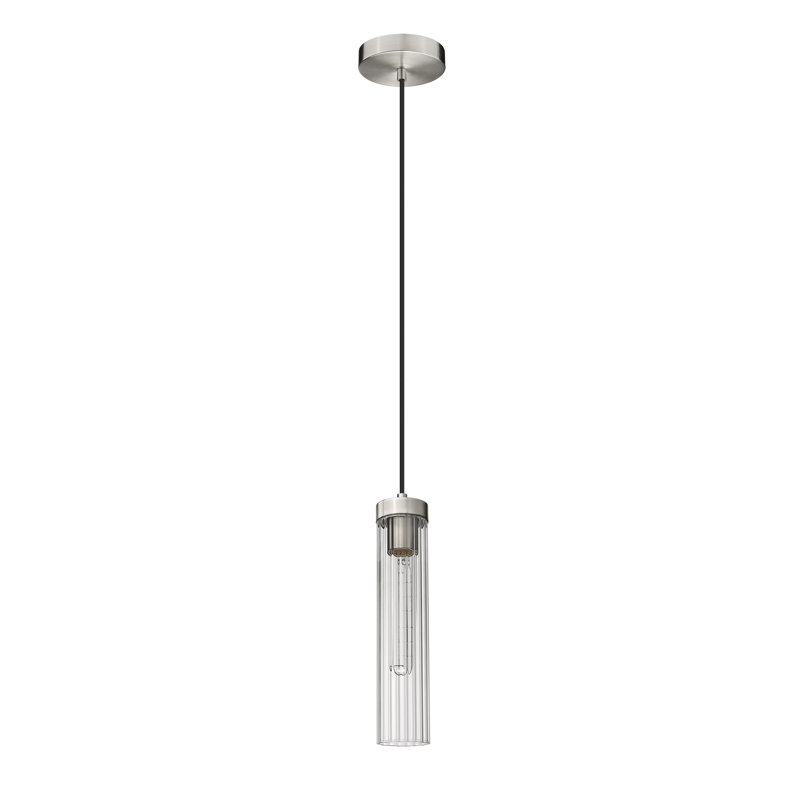 Luminaire suspendu cylindrique à 1 lumière Jense, Nickel brossé