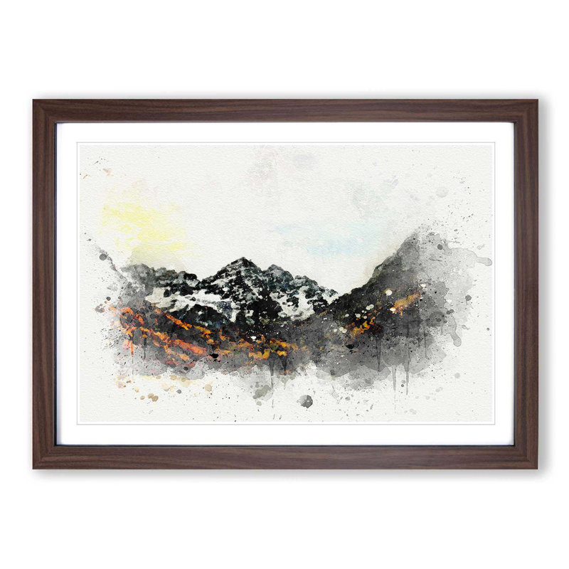 Maroon Bells Mountains in Colorado in Abstract - Framed Print, 35cm H x 50cm W x 2cm D, Walnut