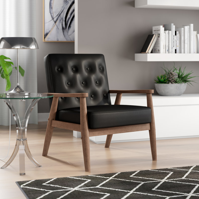 Faux Leather Armchair, Black Faux Leather