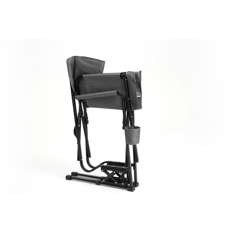 Chaise berçante pliante portative pour l'extérieur, Gris / Noir