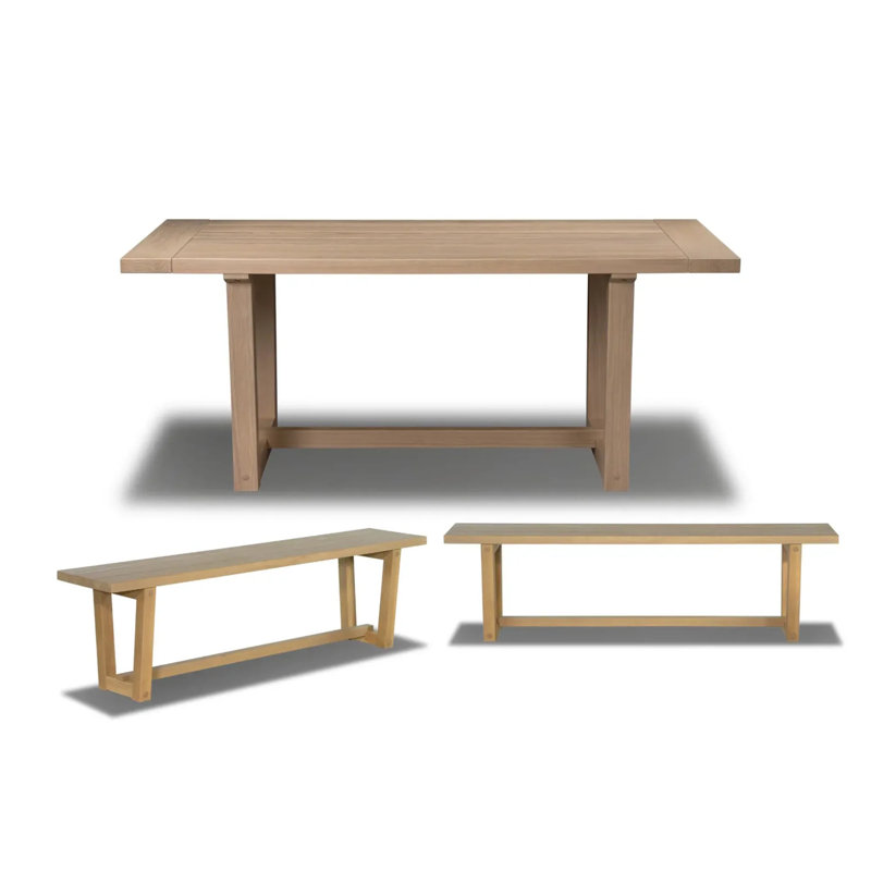 Cascais Dining Set With Industrial Base, Tan