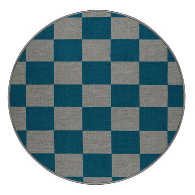 Machine Washable Checkered Green Area Rug