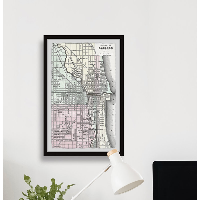 Carte de Chicago VI - impression encadrée, H 36 po x l 24 po x P 1,5 po