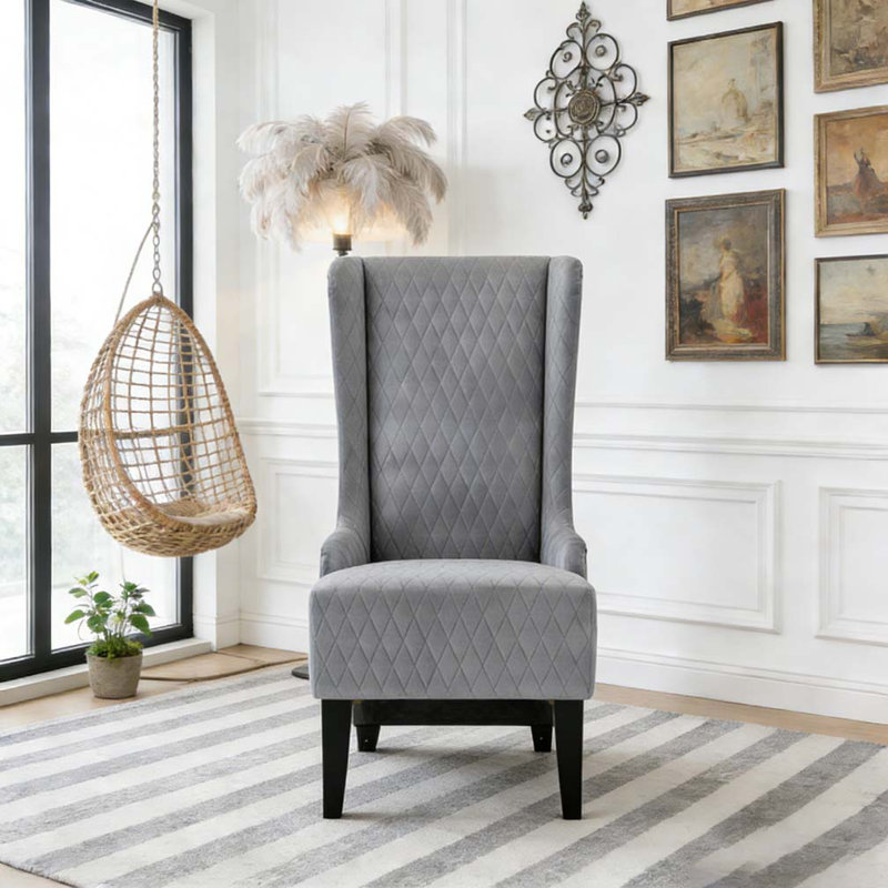 Fauteuil d'appoint en velours à haut dossier de 23,03 po de largeur