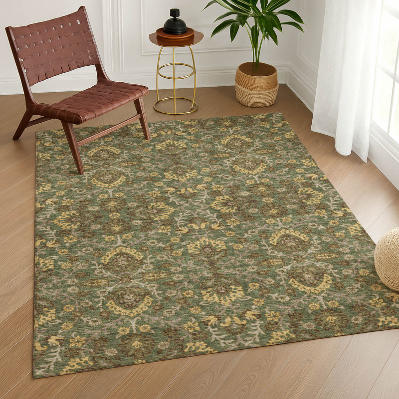 Machine Washable Indoor/Outdoor Chantille ACN2634 Global Rug, Olive, 9' x 12'
