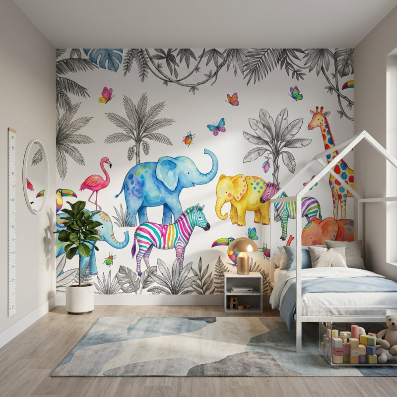 Papier peint sur fond blanc, 160 po x 108 po, Peler et coller