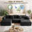 108.8'' Corduroy Black Sofas Sectional for Living Room Cloud Sofa with L and U-Shape Upholstered Soft Frame Design Couches Modern Modular Couch with 2 Ottomans-1013756554-1015883793