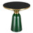 19" Round Side End Table Glass/Sintered Stone Top With Brushed Gold Rim And Tempered Glass Base-125120047-109375856