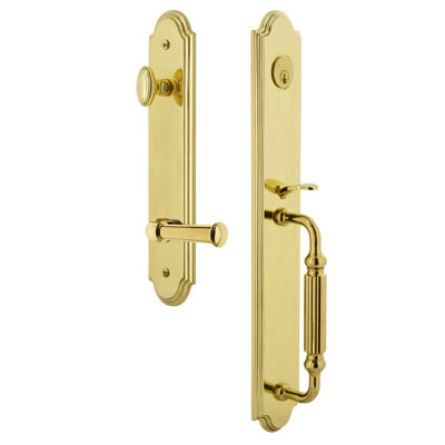 Arc Handleset with Deadbolt and Georgetown Door Lever and Rosette