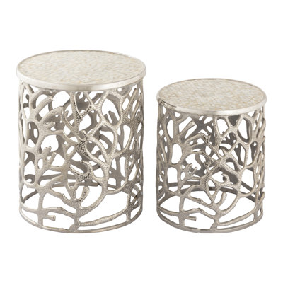 Siddharth Stainless Steel Top End Table Set