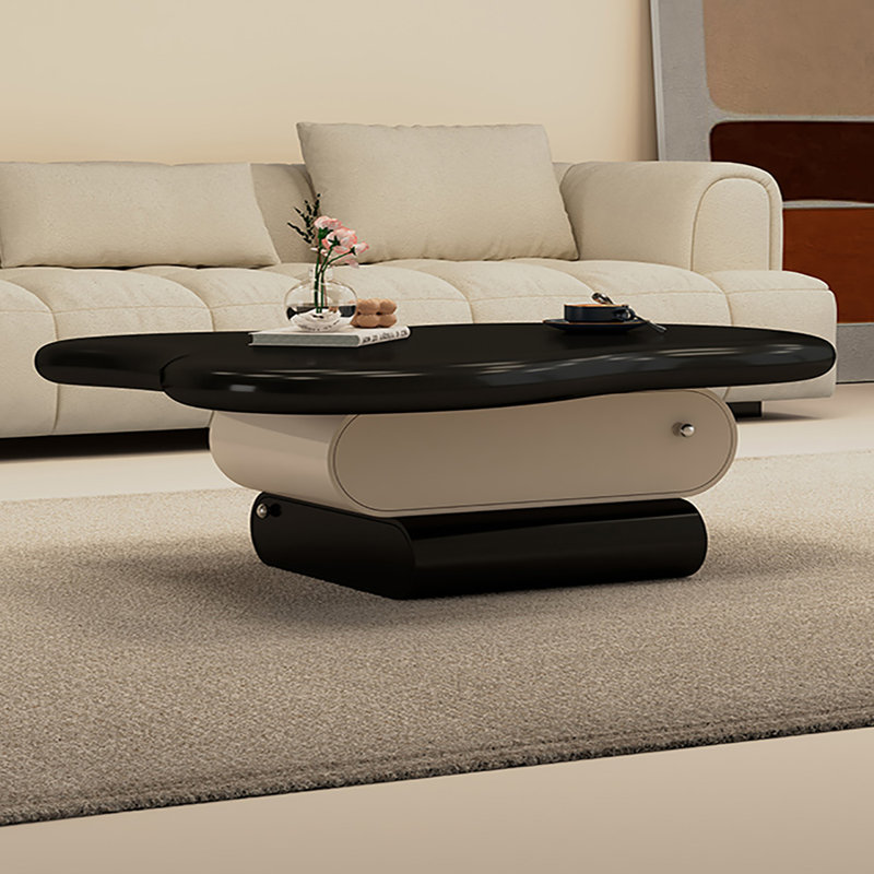 Table basse à piédestal avec rangement, H 14,2 po x L 51,2 po x l 23,6 po, Noir