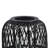 Lantern, Glass Insert with Black Bamboo Lattice Tripod Frame, 24 Inch