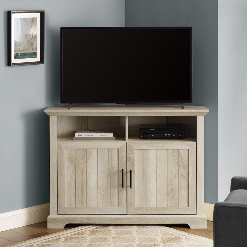 Rahzel 44" 2-Door Corner TV Stand for TVs up to 50", White Oak