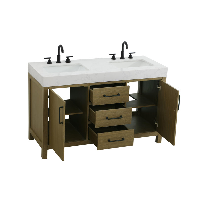 Meuble-lavabo double 54 po_Traditional_VF60654, Brun châtaigne