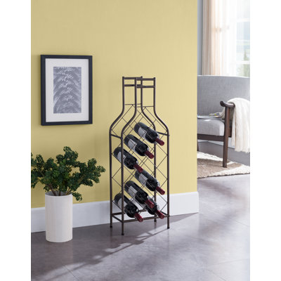 Freestanding Metal Wine Rack, 12 Bottle Floor Wine Storage Stand, Modern Wine Holder for Kitchen, Dining Room or Home Bar