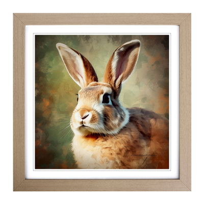 Rabbit Digital No.6 - Single Picture Frame Print on Wood