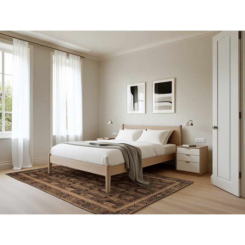 Tapis brun français lavable à la machine, Rectangle 5 pi x 7 pi