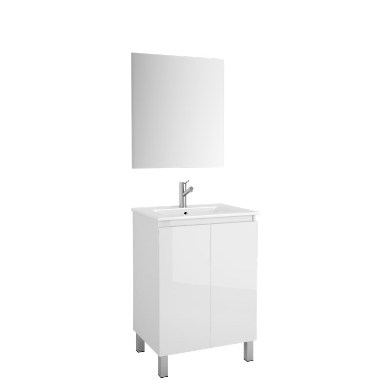Base de meuble-lavabo simple 24 po Sunset, Blanc lustré