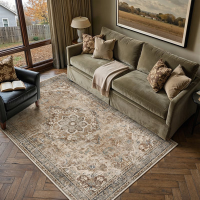 Eleanor Vintage Oriental Washable Area Rug With Non-Slip Backing