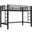 Lit mezzanine simple en métal noir avec support stable, double échelle latérale et style élégant et élégant dans un dortoir