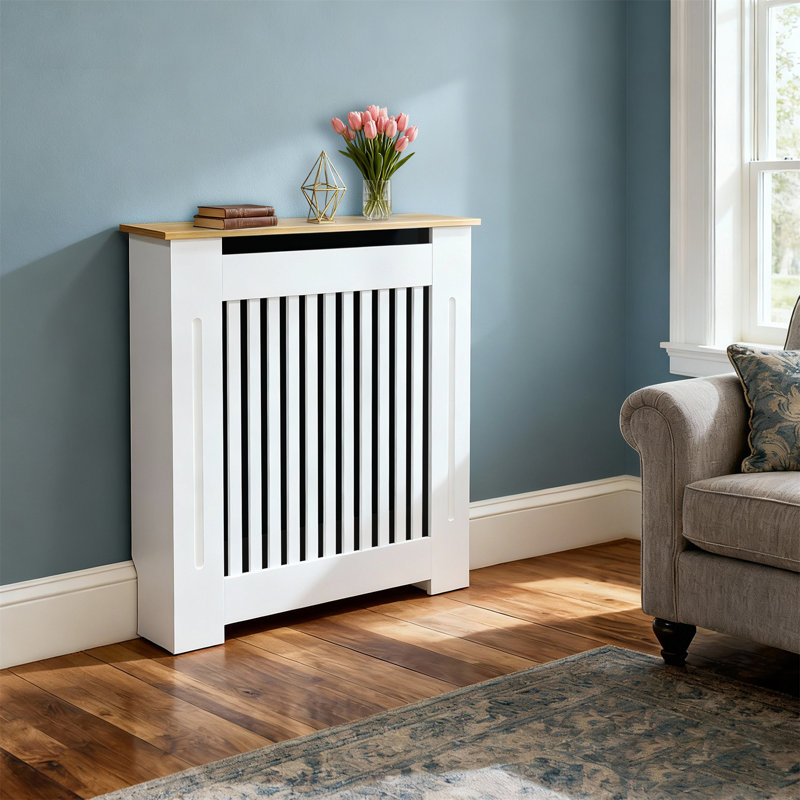 Tablette haute haute pour radiateur avec revêtement en bois et plateau en bois aggloméré, H 36,42 po x l 30,71 po x P 7,87 po