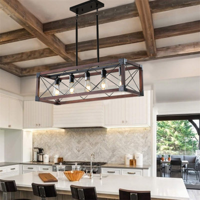 Luminaire suspendu carré / rectangulaire pour îlot de cuisine à 5 lumières Dejaa