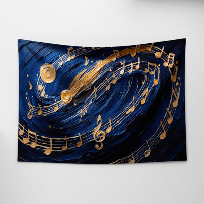 Tapisserie murale, notes et symboles musicaux