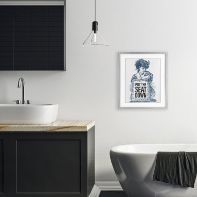 «Put The Seat Down», impression encadrée sous verre, design par Susan Ball
