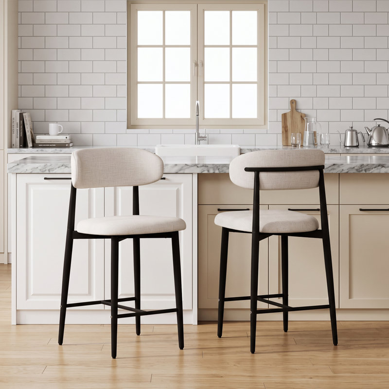 Ensemble de 4 tabourets de bar modernes et rembourrés Modern, Black, 4