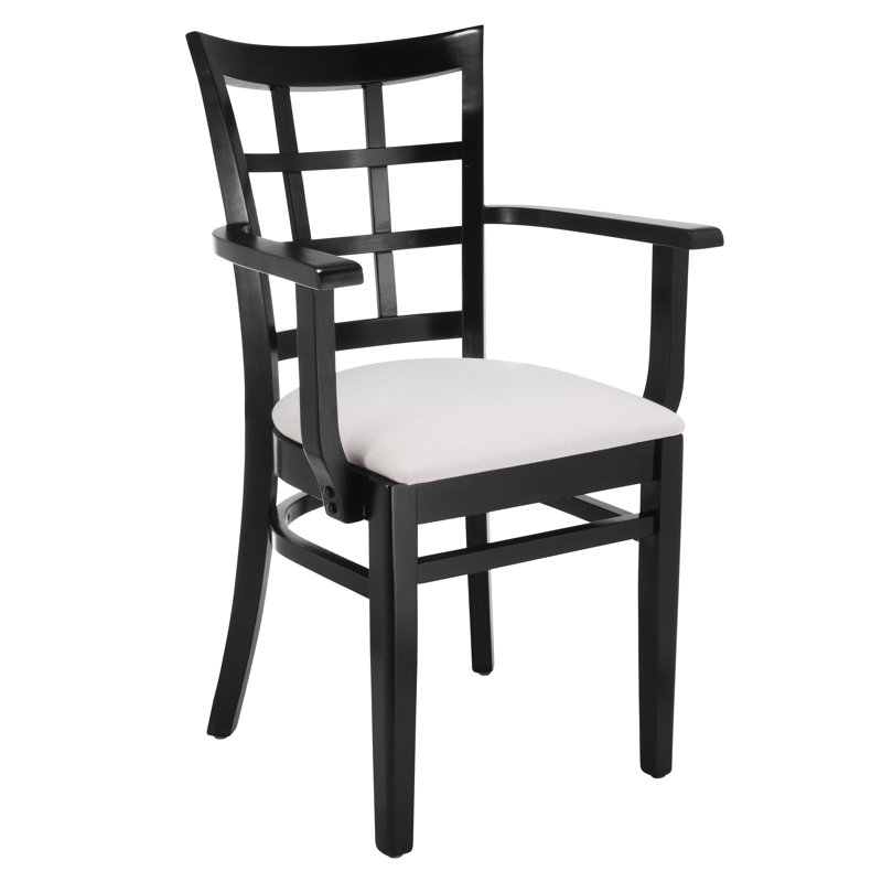 Chaise avec accoudoirs à dossier Windsor en bois massif Harner, Noir