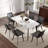 62.99" Modern Rectangular Dining Table White Artificial Stone Curved Edge Black Metal Legs 6 Person-13518880