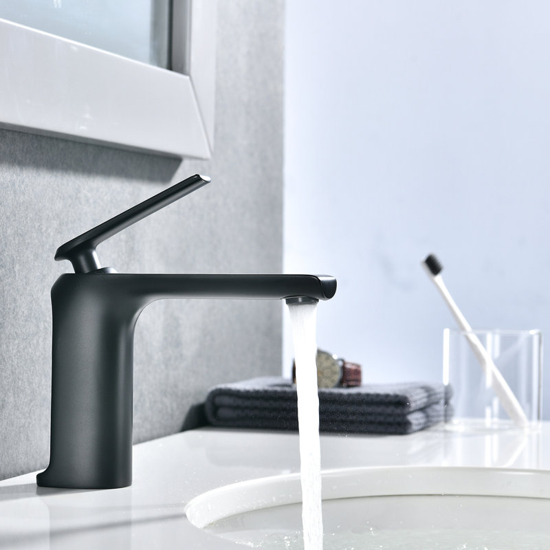 Matte Black Bathroom Faucet - Single Hole, Brass Made, Enhances Appearance And Provides Convenient Use Hole Water Tap Brass, , Ideal For Contemporary Designs