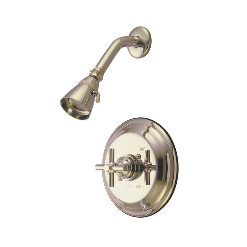 Robinet de douche avec poignées en croix elinvar, Laiton poli
