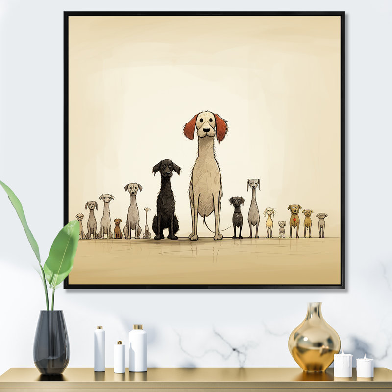 «Gray Childrens Dog Nursery - Animals», reproduction d'art murale, Cadre flottant noir, H 30 po x l 30 po x P 1,5 po