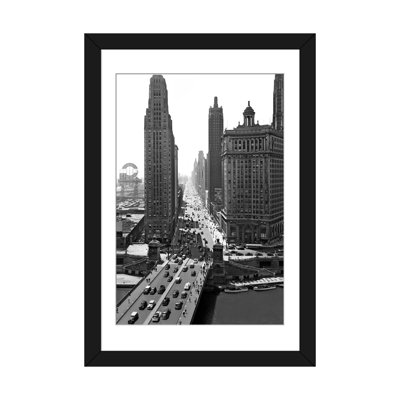 " 1940s Downtown Skyline Michigan Avenue Chicago Illinois USA "