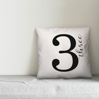  Script Number Indoor/Outdoor Throw Pillow