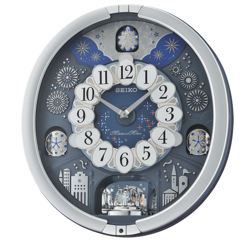 Seiko 18" Silver Melodies in Motion Wall Clock with Swarovski Crystals