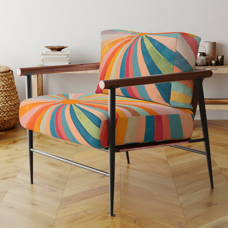 Fauteuil d'appoint rembourré abstrait coloré Colorful Mid Century, Noir