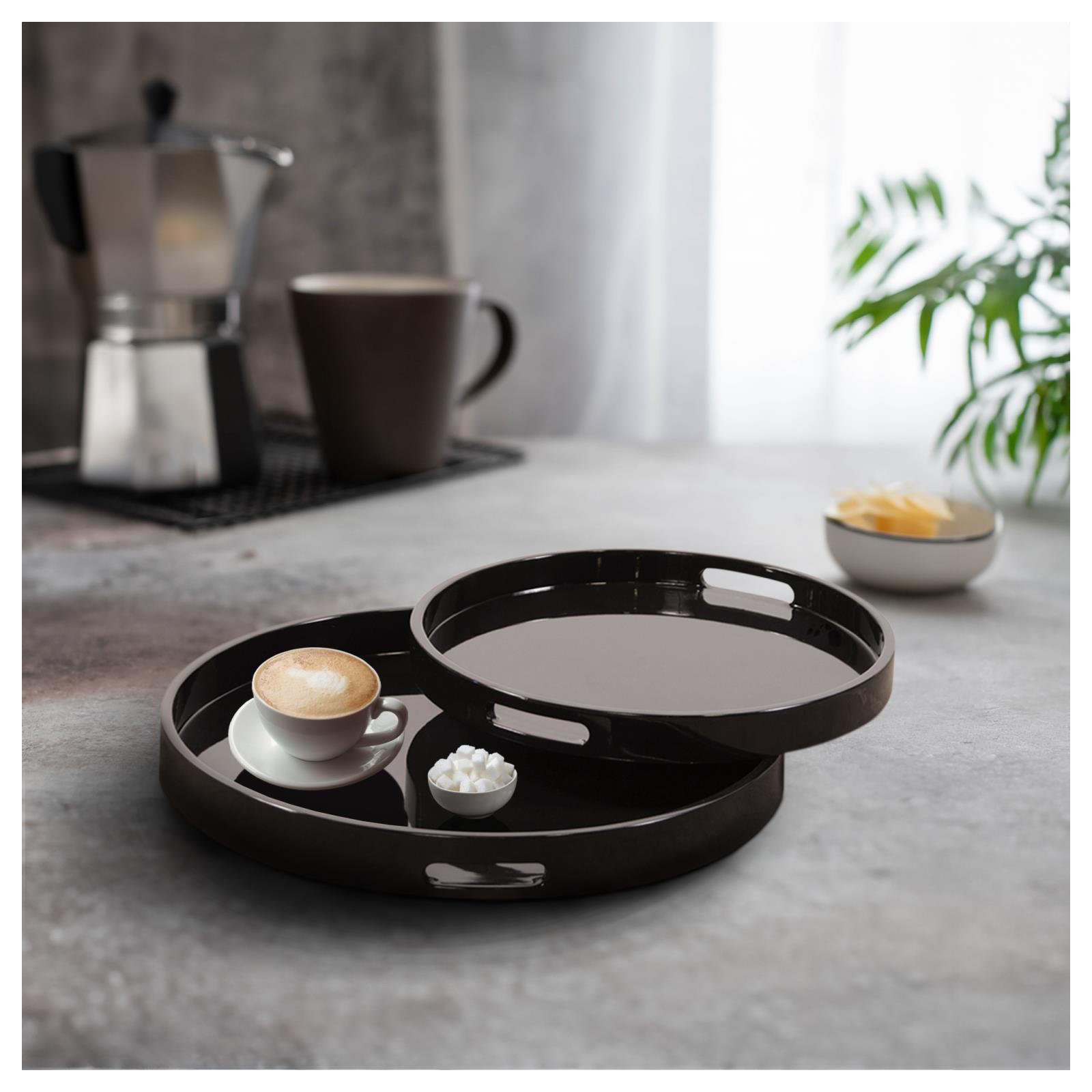 Parke Modern Tray - Set of 2, Black, Rounded