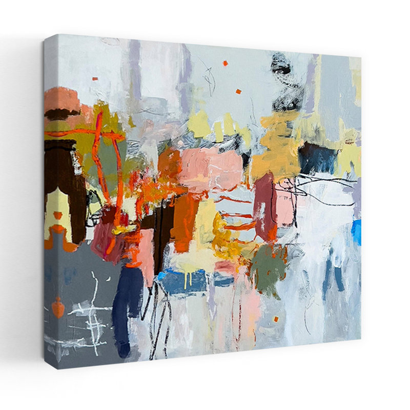 Jackson, art abstrait lavande contemporain, H 18 po x l 18 po