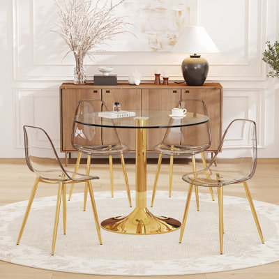 Ensemble table et chaises pour 4 personnes, table de cuisine en verre de 89 cm (35 po) et chaises pour petits espaces