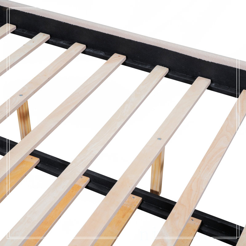 Lit plateforme tapissier grand avec lit gigogne simple Teddy, Grand