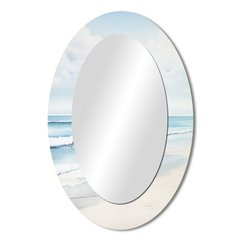 Décoration de plage Beach Tranquil Waters II - Miroir mural ovale bleu, 36 po x 24 po