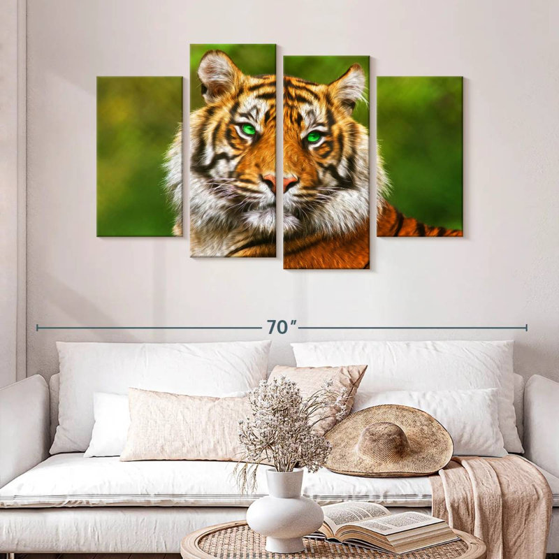 Tigre aux yeux verts Brampt, H 32 po x l 52 po