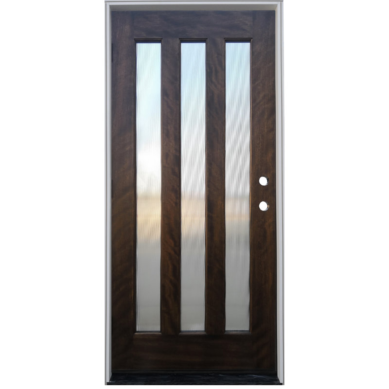 Portes d'entrée pré-montées en acajou teint