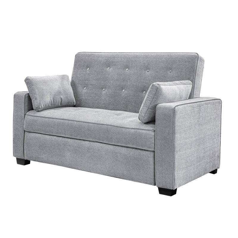 Keane Upholstered 66.5'' Sofa Bed, Light Gray Performance Microfiber