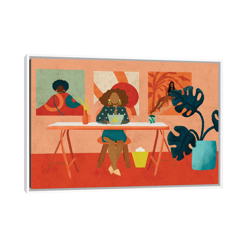Bureau par Reyna Noriega - Imprimé, H 18 po x l 26 po x P 1,5 po, Toile blanche encadrée, Pas de tapis