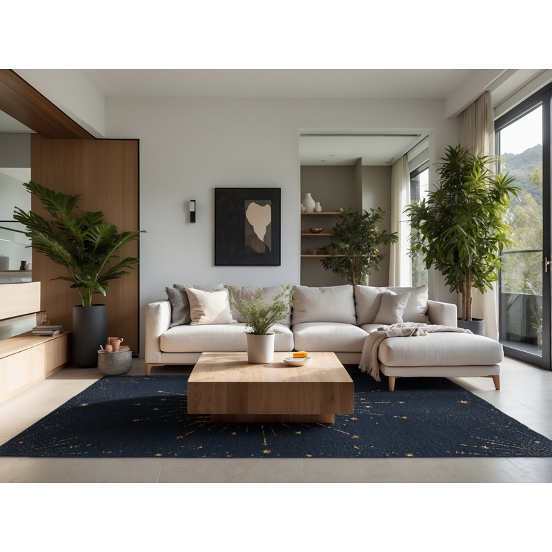 Soft Plush Findley Hanukkah Modern & Contemporary Abstract Area Rug in Gray – Navy Binding, 2x3