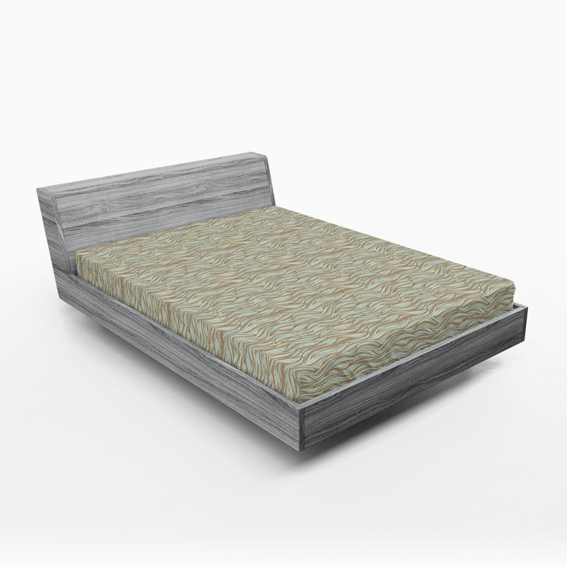 Ambesonne Nature Fitted Sheet Leaves Botanical Style Art, Soft Blue/Cocoa/Khaki Abstract, Full Fitted Sheet